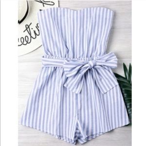 Super cute striped tube top romper